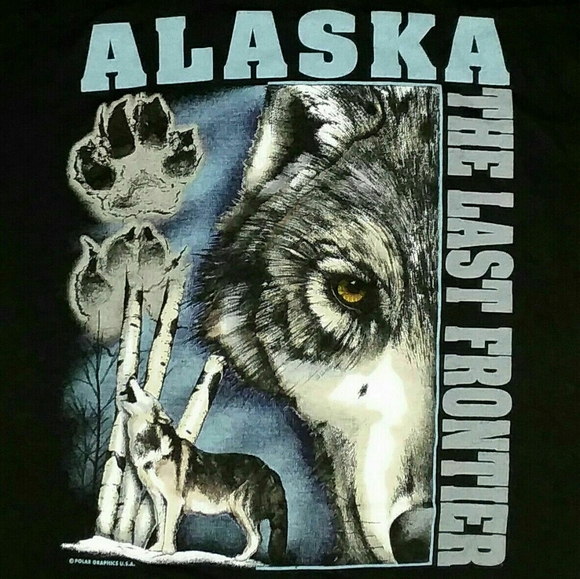 Alaska Wolf Last Frontier vintage t shirt L fog - Picture 2 of 4